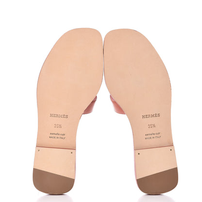 Hermes Box Calfskin Oran Sandals 35.5 Granit Rose 5 of 9