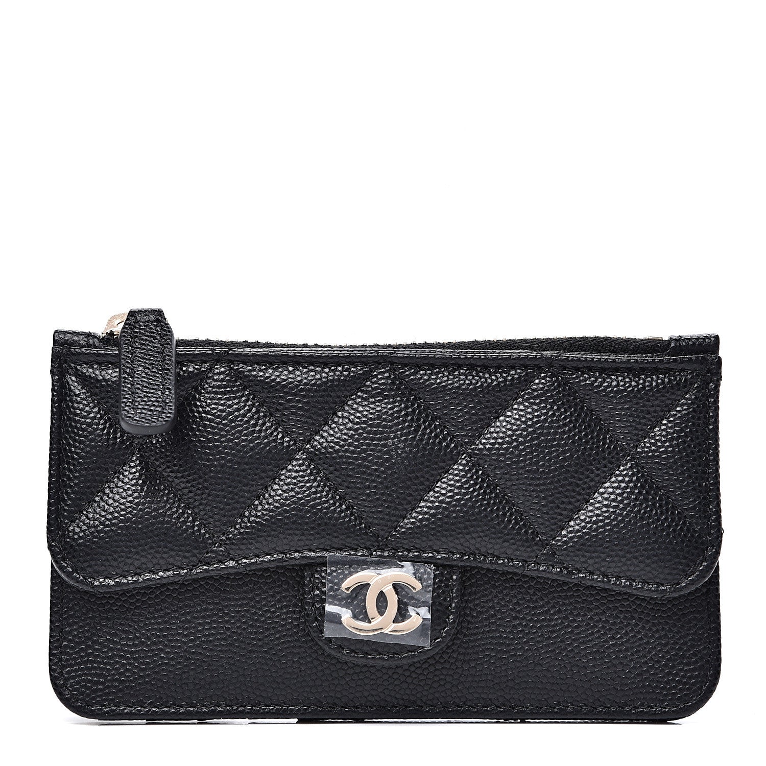 Chanel Caviar Quilted Flap Zip Card Holder Black 1 of 7