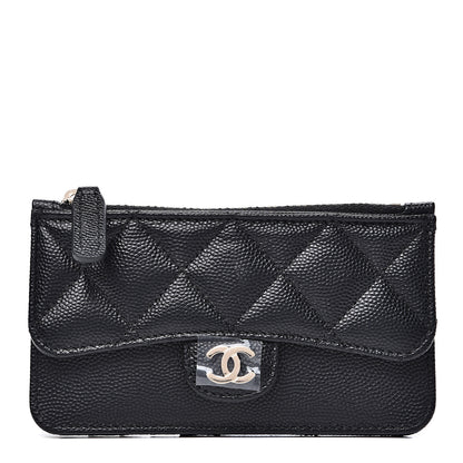 Chanel Caviar Quilted Flap Zip Card Holder Black 1 of 7
