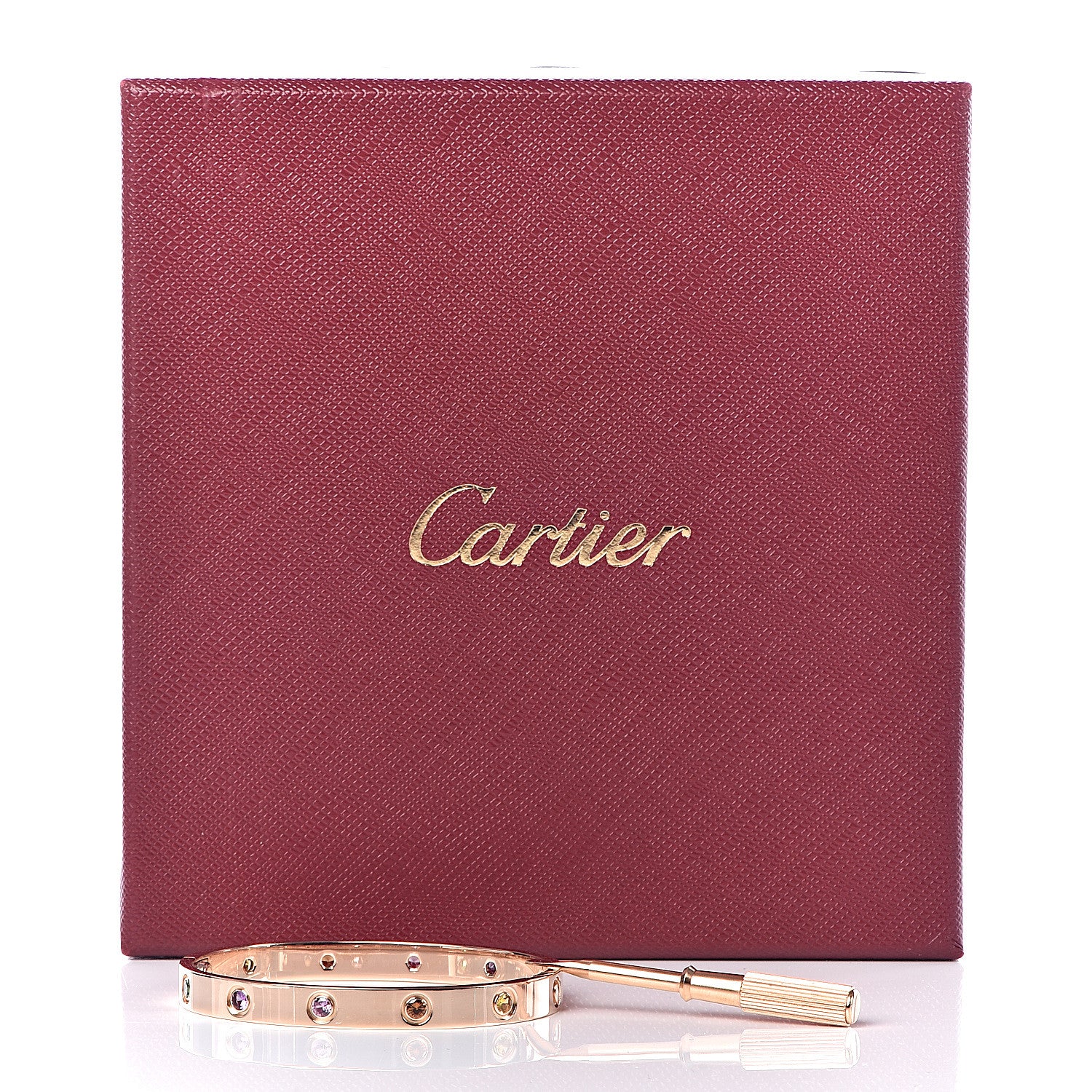 Cartier 18K Pink Gold Sapphire Garnet Amethyst LOVE Bracelet 16 7 of 7