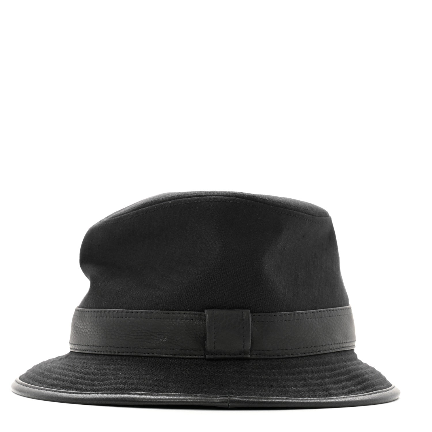 Hermes Linen Deerskin Fedora Hat 58 Black 4 of 12