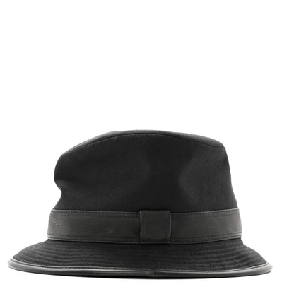 Hermes Linen Deerskin Fedora Hat 58 Black 4 of 12