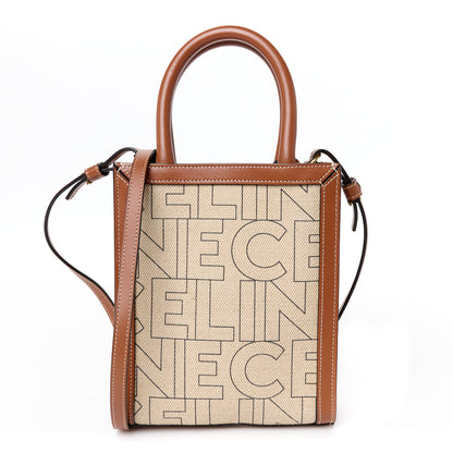 Celine Canvas Calfskin All Over Print Mini Vertical Cabas Natural Tan 1 of 9