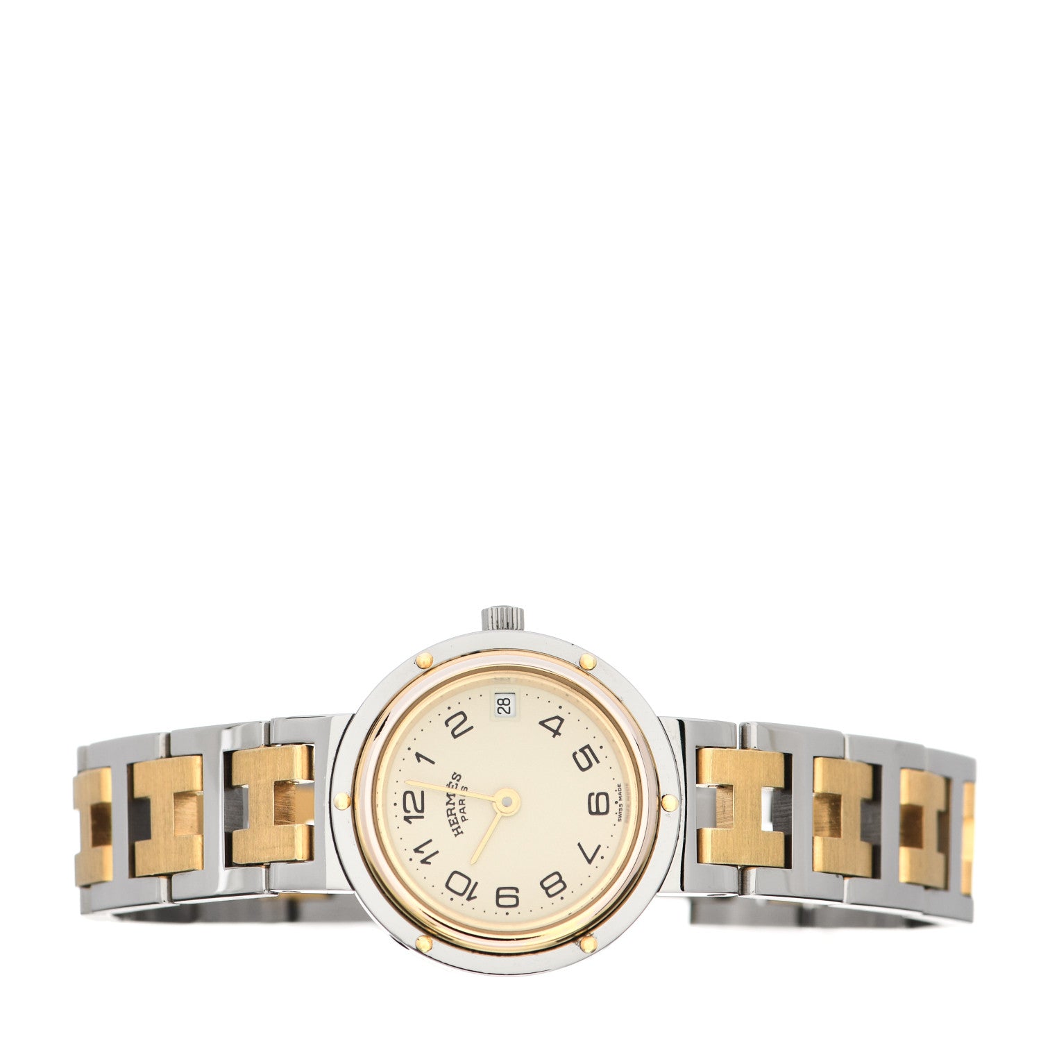Hermes Stainless Steel 24mm Clipper Quartz Watch Gold 2 of 4