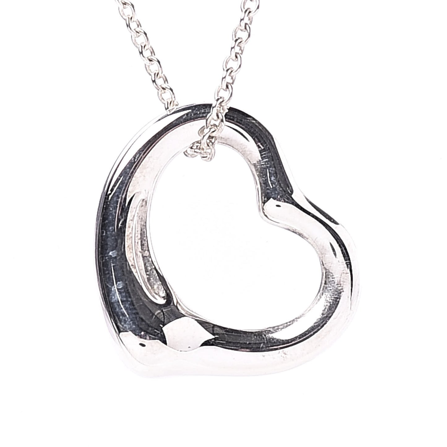 Sterling Silver 16mm Elsa Peretti Open Heart Pendant Necklace