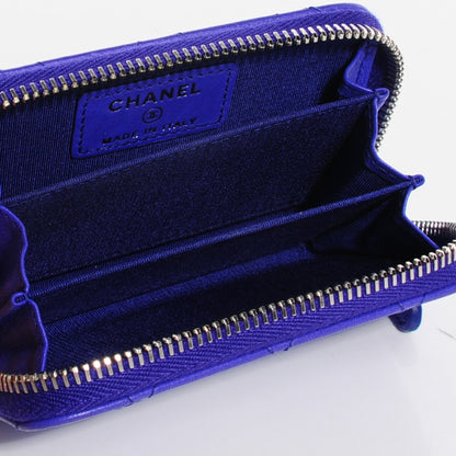 Chanel Calfskin Diamond Stitched Coin Purse Blue 6 of 8