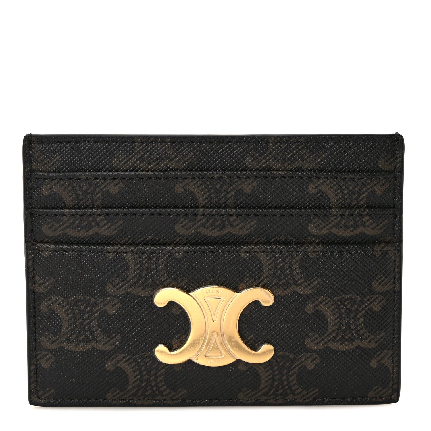 Celine Triomphe Canvas Triomphe Card Holder Tan 1 of 8