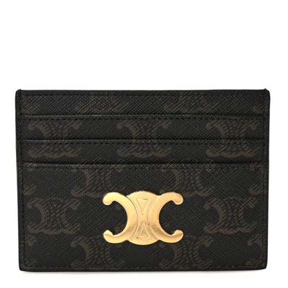 Celine Triomphe Canvas Triomphe Card Holder Tan 1 of 8