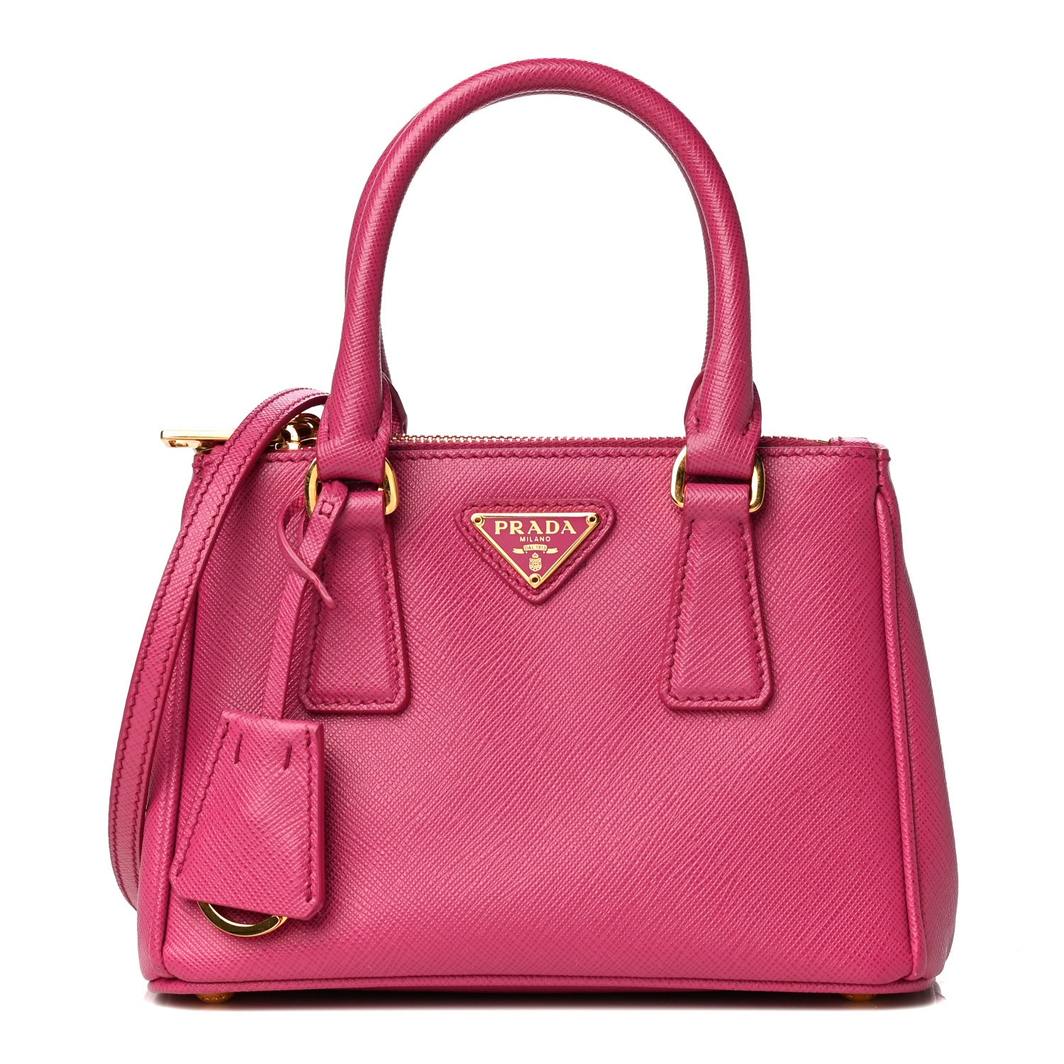 Prada Saffiano Lux Micro Galleria Double Zip Tote Fuxia 1 of 12