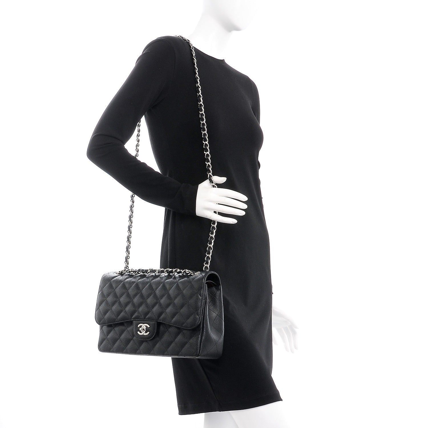 Chanel Caviar Quilted Jumbo Double Flap Black 2 of 8