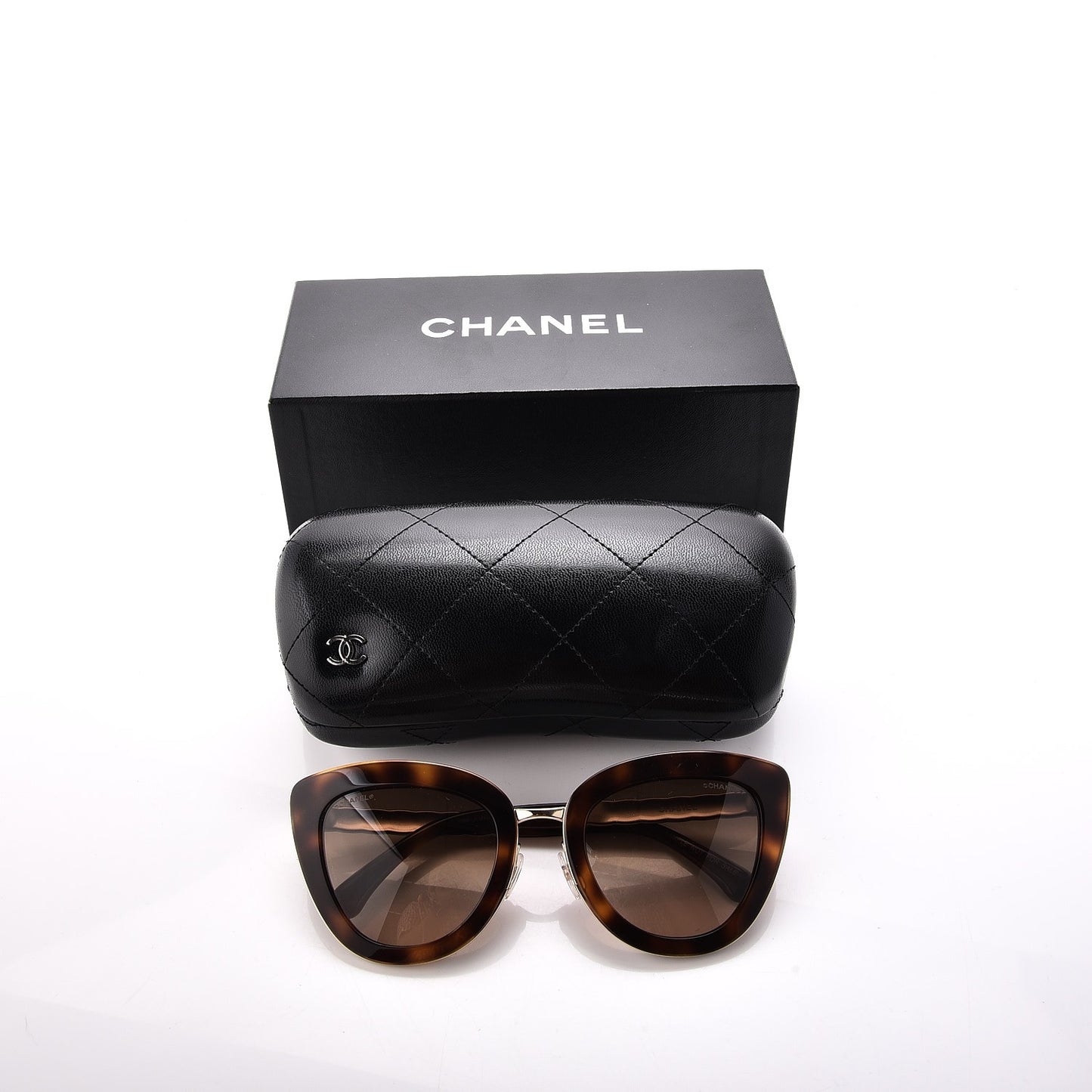 Cat Eye Quilted Sunglasses 5368 Tortoise
