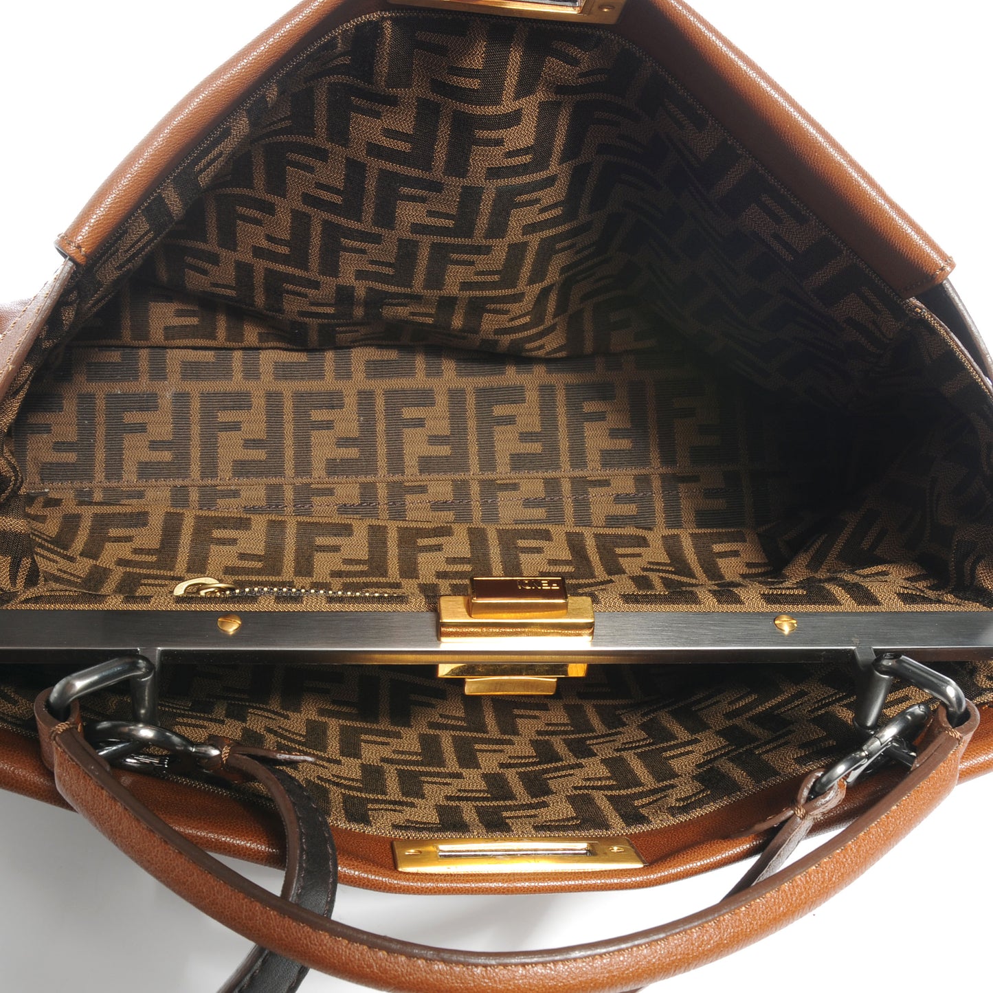 Goatskin Zucca Large Peekaboo Iconic Satchel Cuoio Tobacco Moro