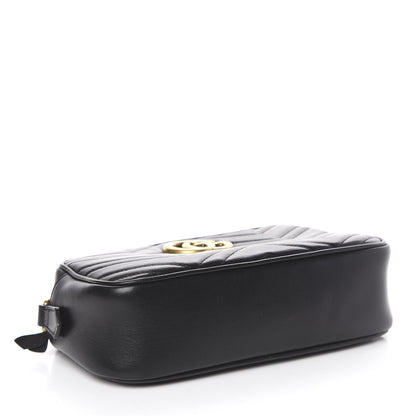 Gucci Calfskin Matelasse Small GG Marmont Chain Shoulder Bag Black 3 of 9