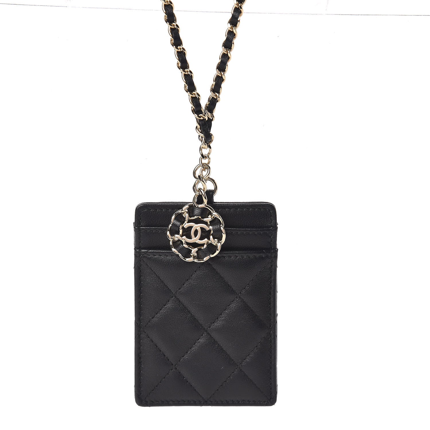 Chanel Lambskin Quilted Card Holder On Chain Black 7 of 8