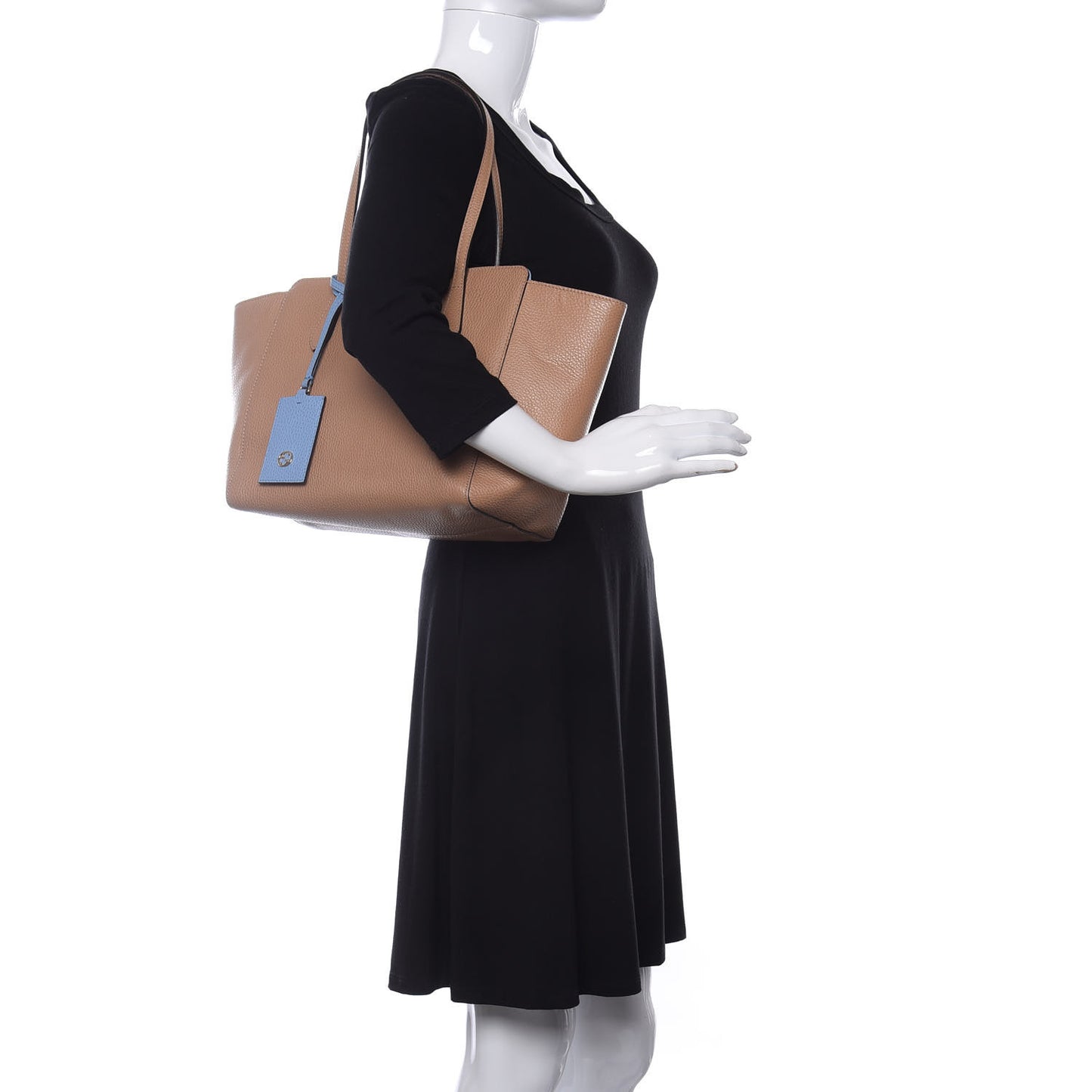 Dollar Calfskin Small Swing Tote Camelia Mineral Blue