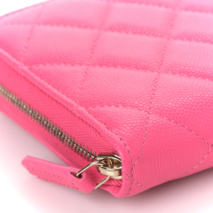 Chanel Caviar Quilted Large Gusset Zip Around Wallet Rose 8 of 10