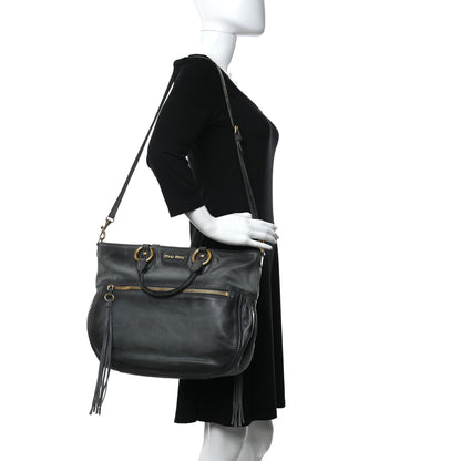 Miu Miu Calfskin Zip Tote Blue 2 of 11