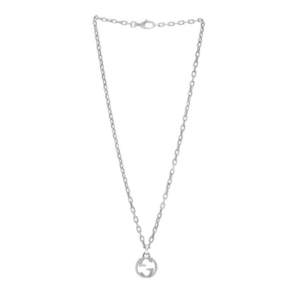 Gucci Sterling Silver Small Textured Interlocking G Pendant Necklace 6 of 14