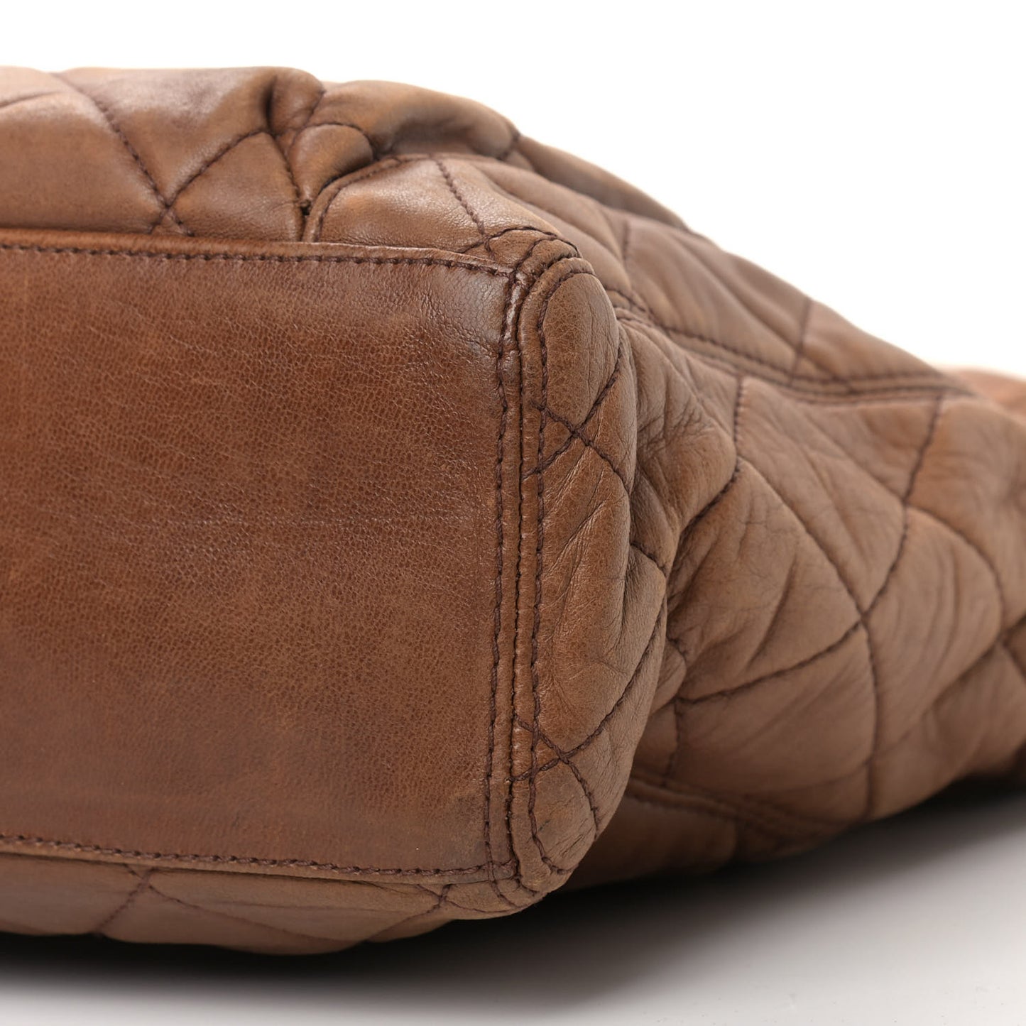 Lambskin Quilted Tote Brown