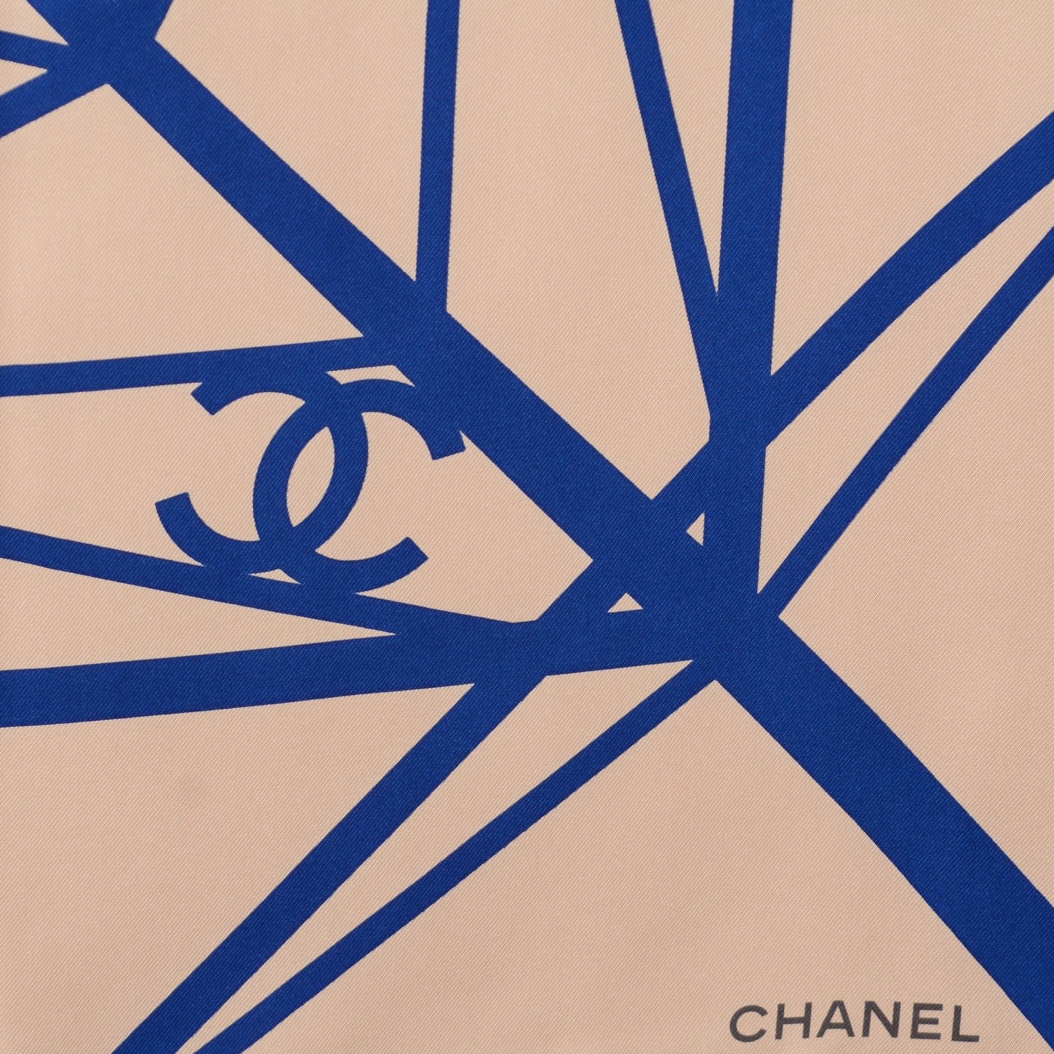 Chanel Silk CC Geometric Scarf Beige Blue 3 of 5