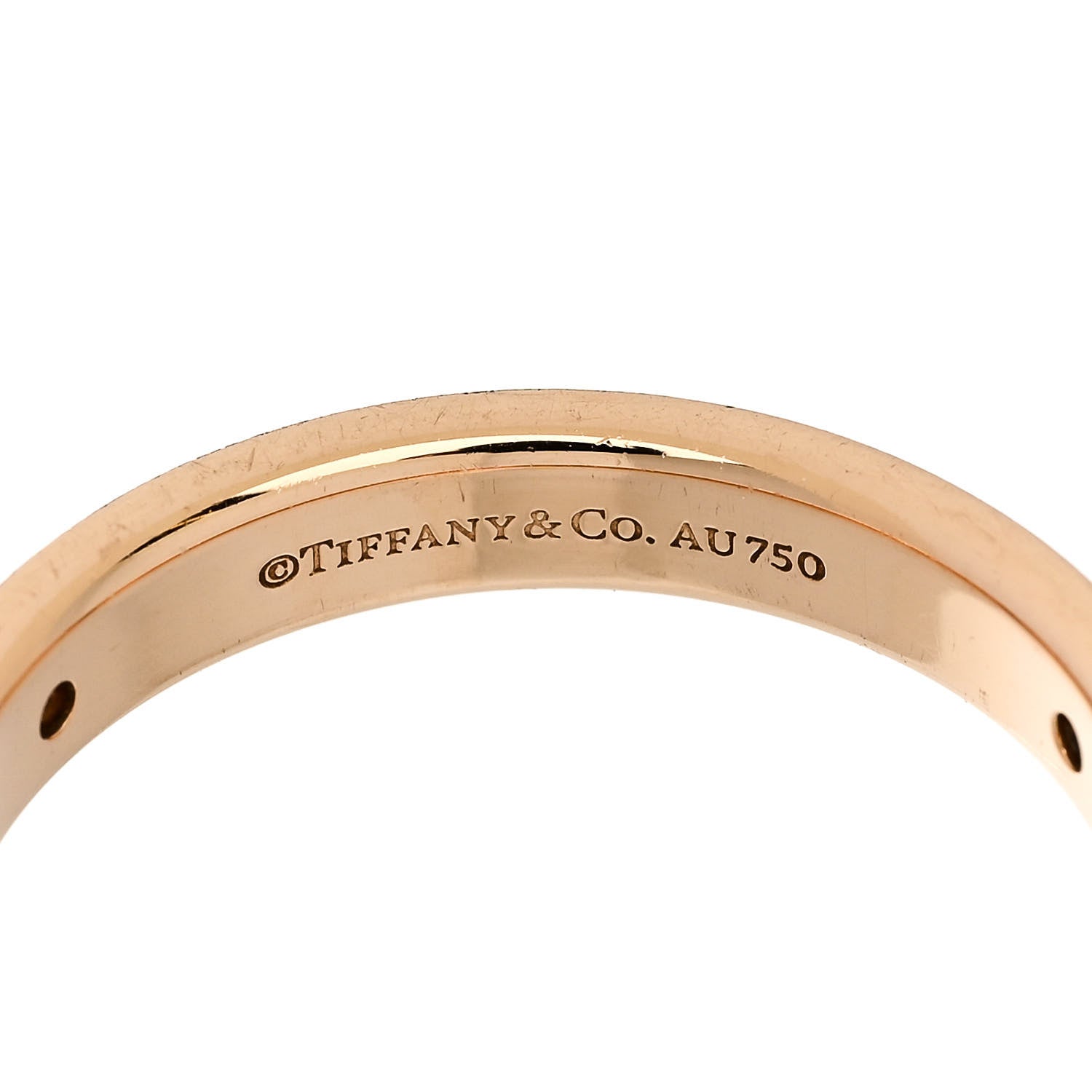 Tiffany 18K Rose Gold Diamond Logo Band Ring 64 10.75 4 of 5