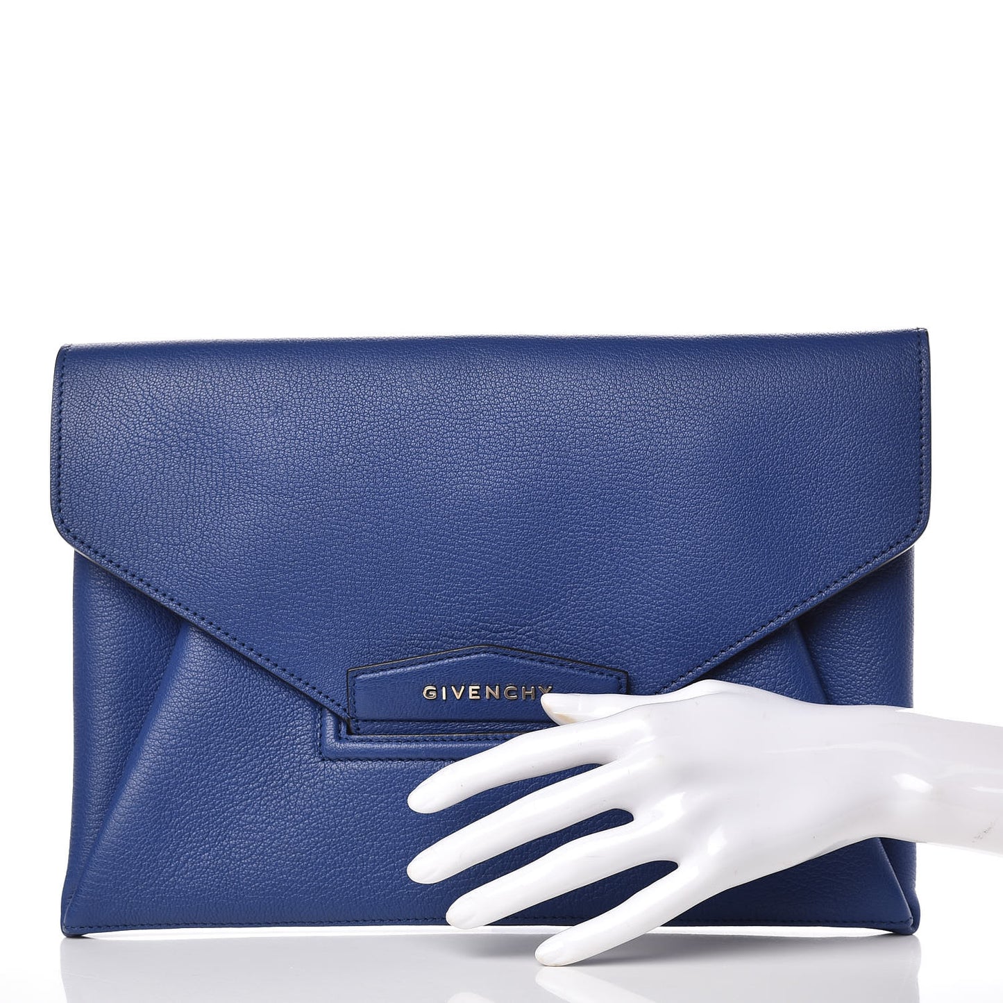 Sugar Goatskin Medium Antigona Envelope Clutch Blue