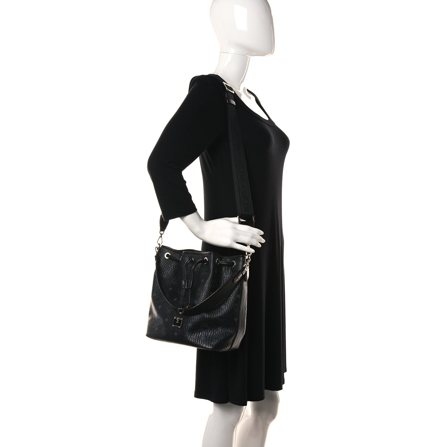 MCM Visetos Small Essential Drawstring Bucket Bag Black 2 of 13