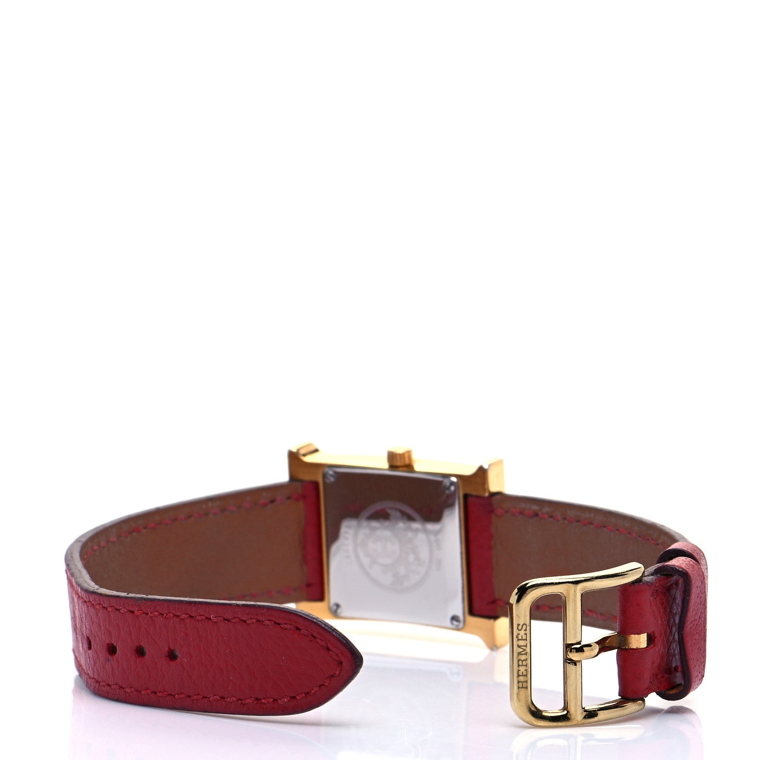 Hermes Stainless Steel Epsom 21mm Heure H Hour Quartz Watch Rouge 4 of 7