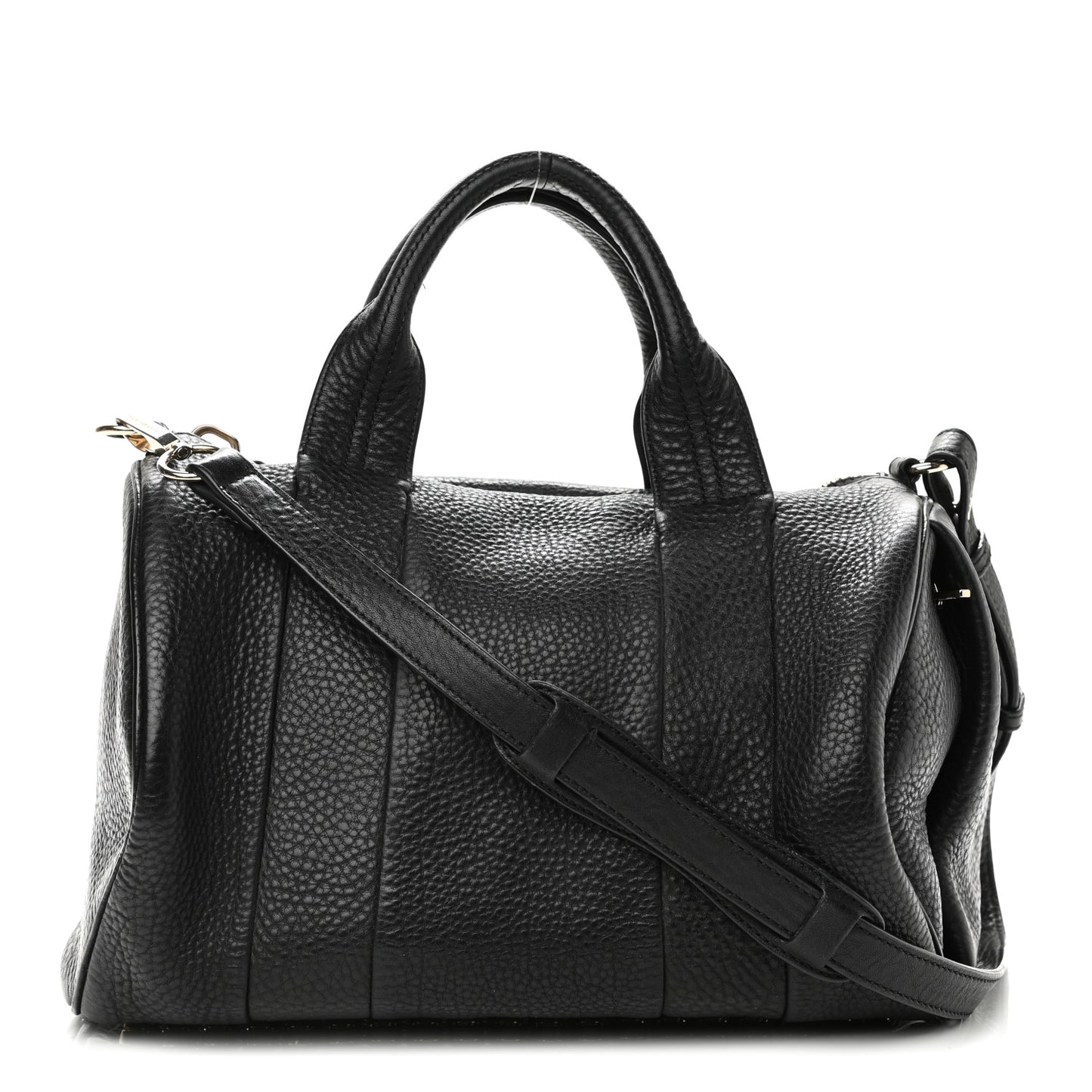 Pebbled Lambskin Rocco Black Pale Gold Hardware