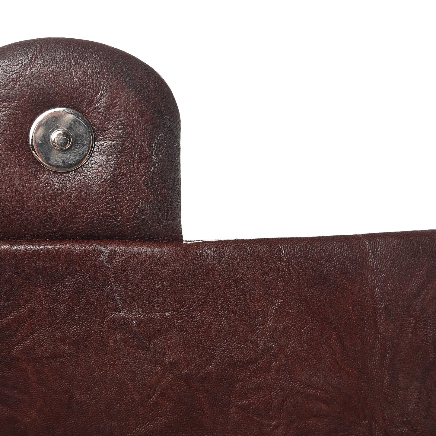 Crumpled Lambskin Quilted Maxi Chain Around Flap Dark Brown