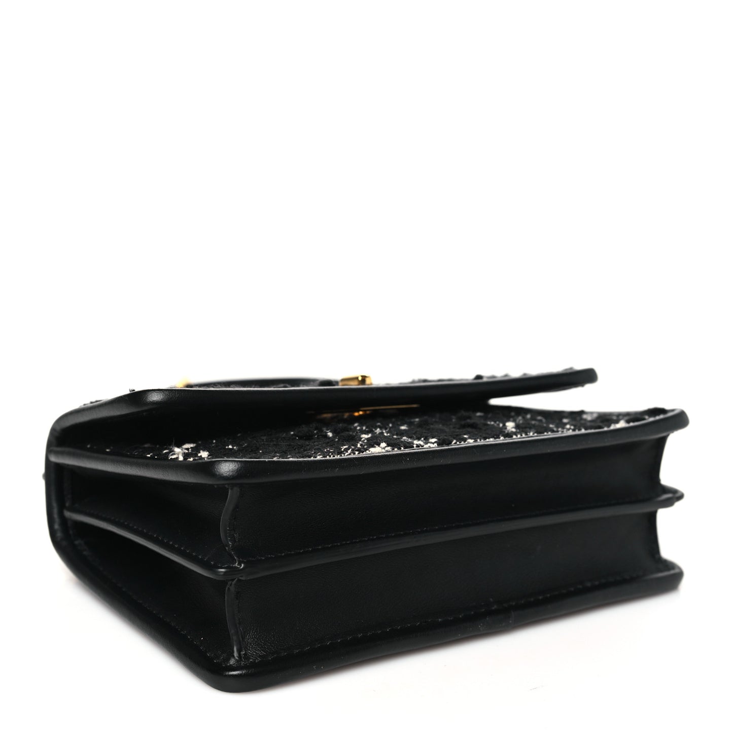 Tweed Macrocannage Mini Miss Caro Bag Black White