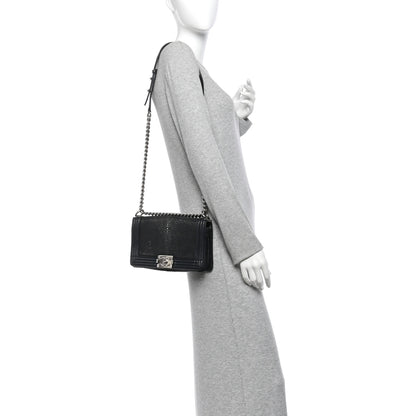 Chanel Galuchat Stingray Medium Boy Flap Black 2 of 10