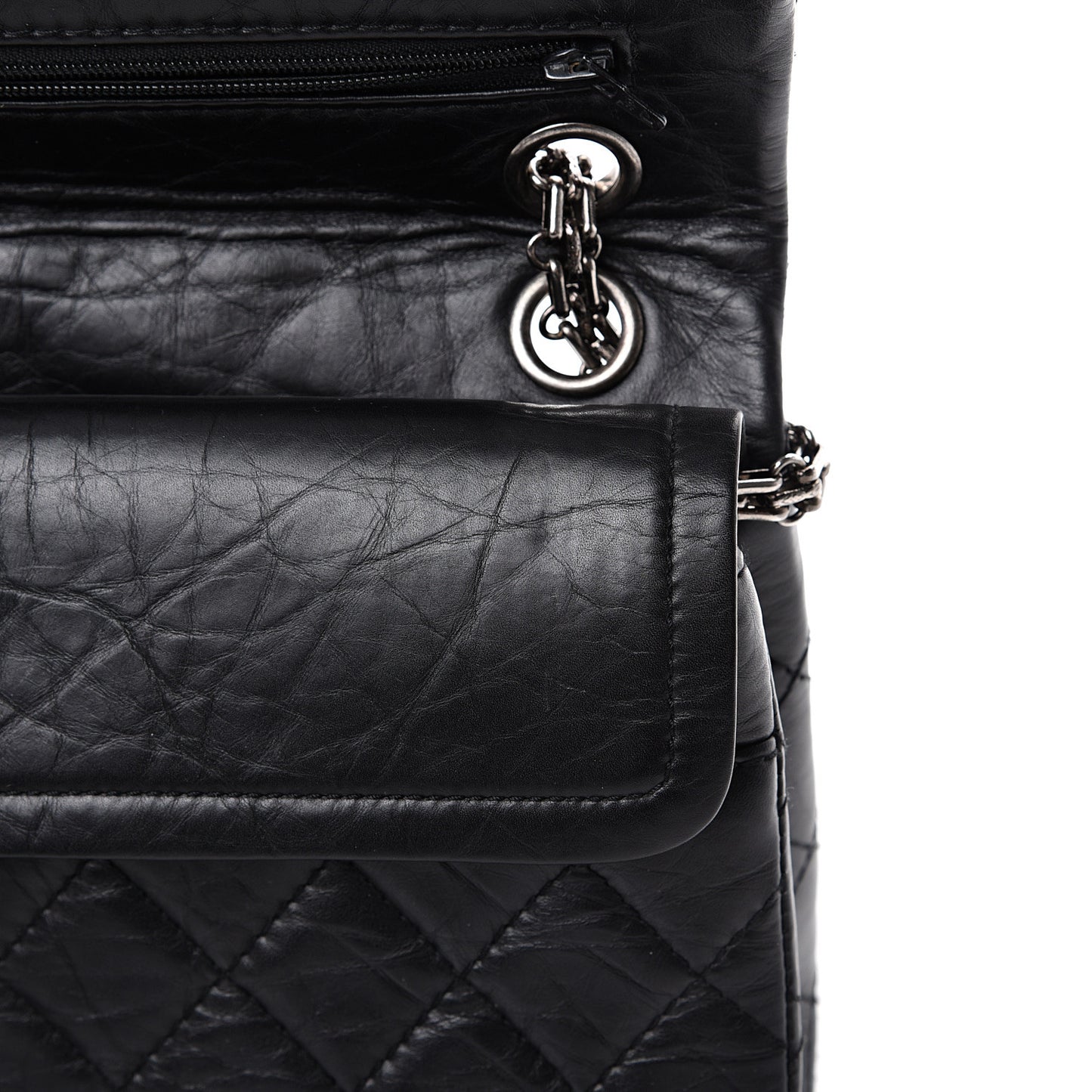 Aged Calfskin Quilted 2.55 Reissue 226 Flap Black