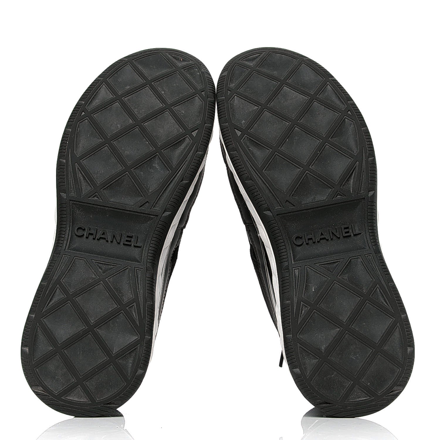 Chanel Fabric Calfskin Suede CC Sneakers 37.5 Black 4 of 4