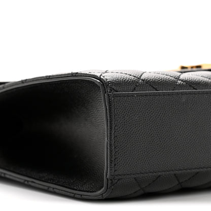 Saint Laurent Grain De Poudre Textured Mixed Matelasse Large Triquilt Monogram Satchel Black 9 of 11