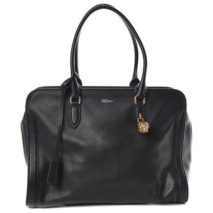 Alexander McQueen Pebbled Calfskin Large Skull Padlock Zip Around Tote Black 1 of 20