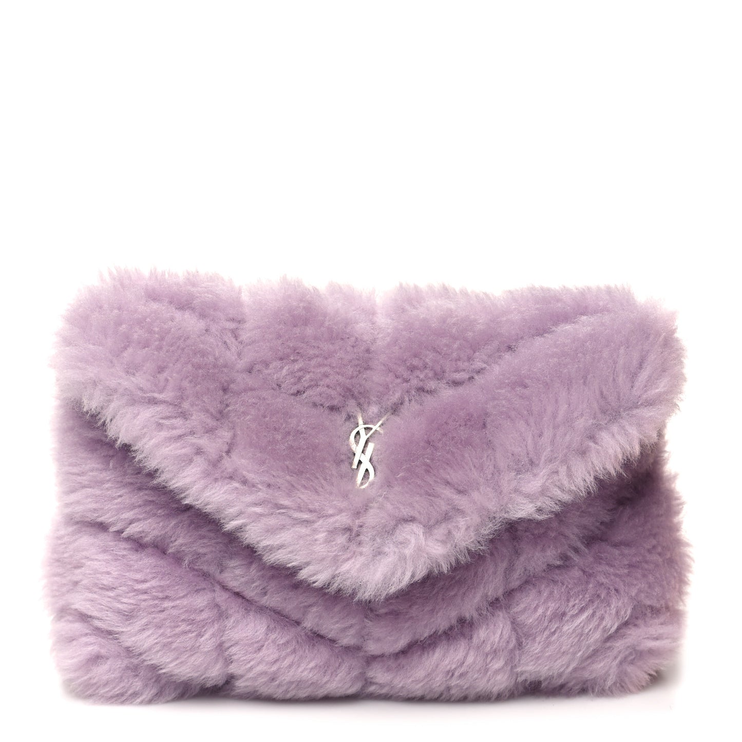 Shearling Quilted Monogram Loulou Puffer Pouch Clutch Lilac
