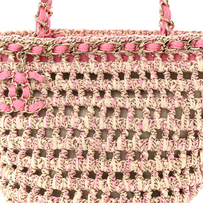 Chanel Mixed Fibers Calfskin Crochet Small Shopping Bag Beige Pink 8 of 10