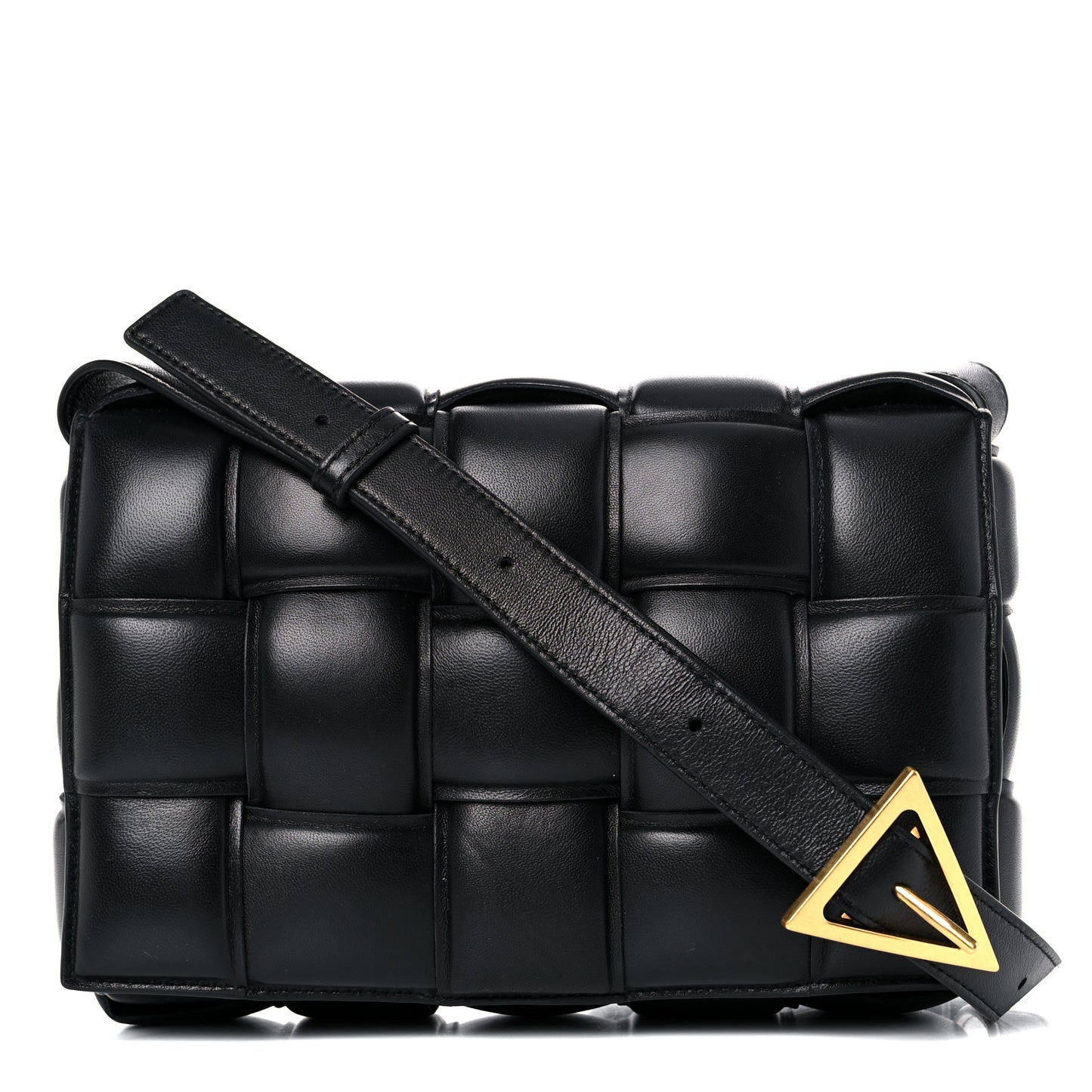 Nappa Maxi Intreccio Padded Cassette Crossbody Bag Black