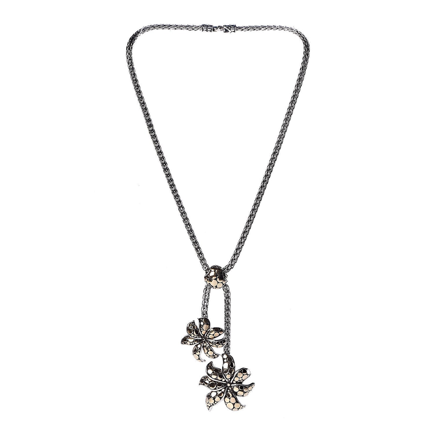 Sterling Silver 18K Yellow Gold Flower Pendant Necklace