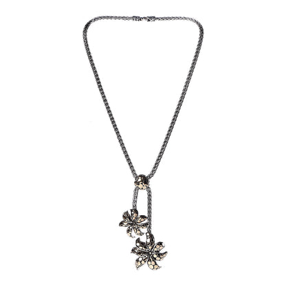 John Hardy Sterling Silver 18K Yellow Gold Flower Pendant Necklace 3 of 6