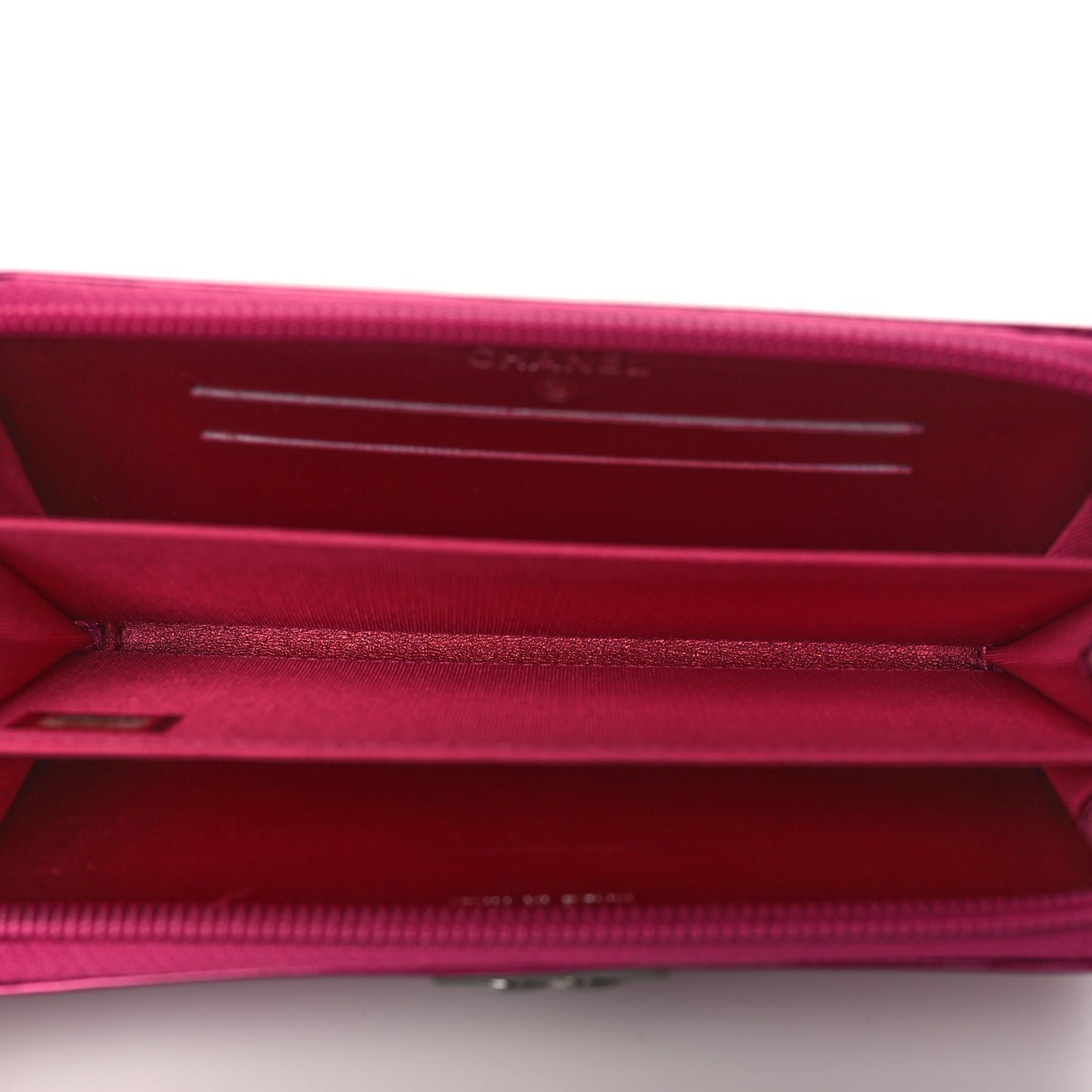 Metallic Patent Quilted Boy Zip Around Wallet Fuchsia