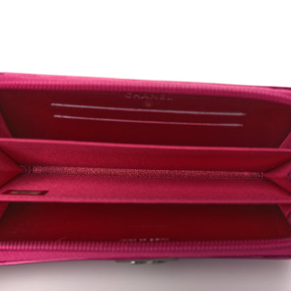 Chanel Metallic Patent Quilted Boy Zip Around Wallet Fuchsia 5 of 10