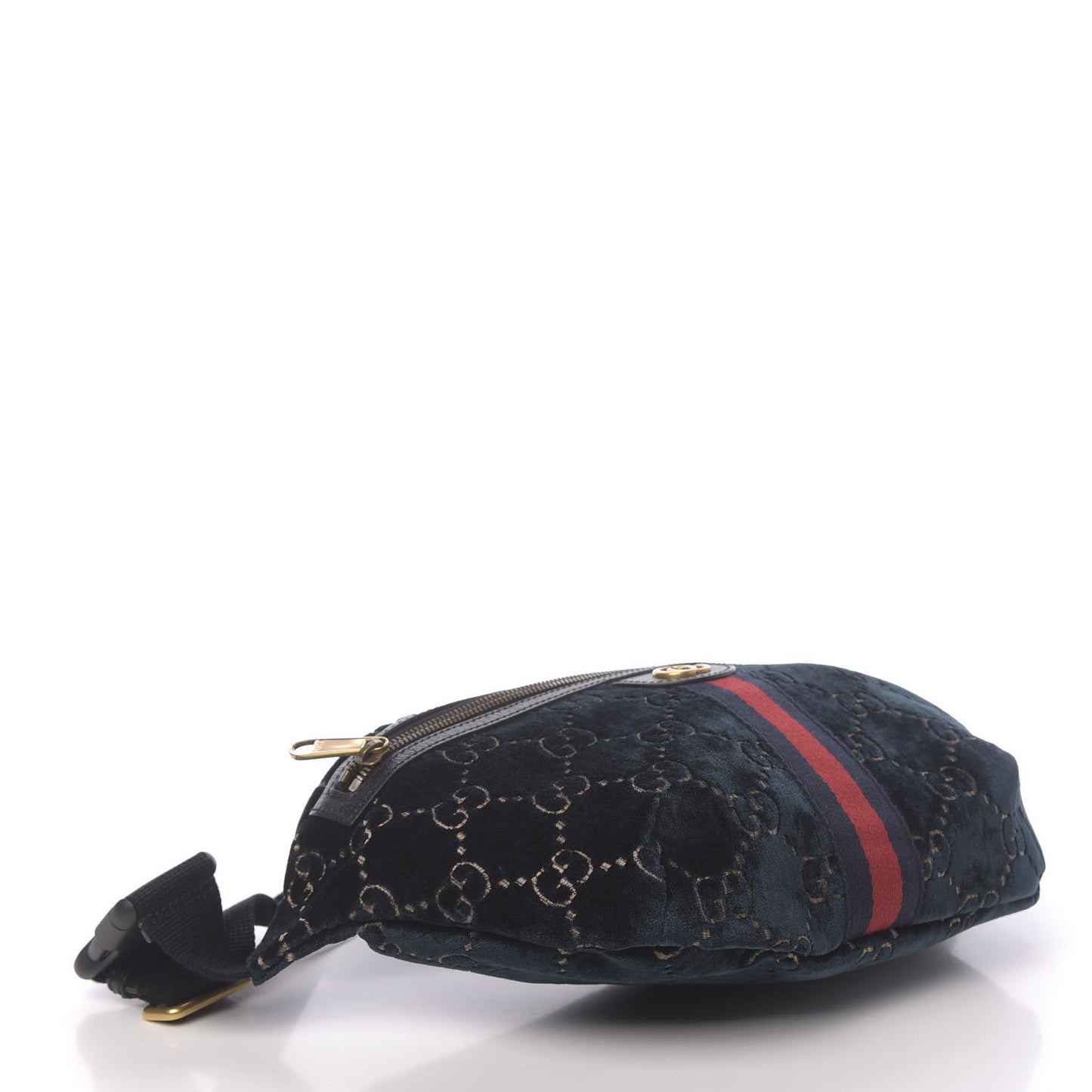 Velvet GG Monogram Web Belt Bag Blue Beige