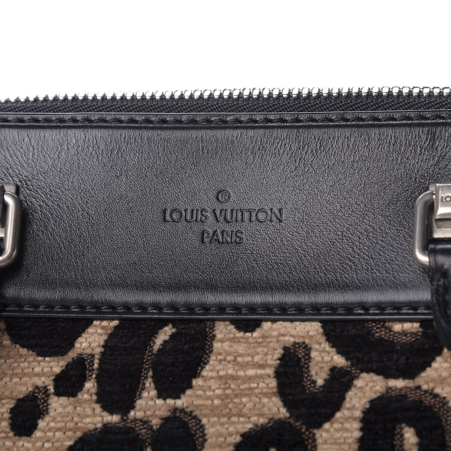 Jacquard Velvet Leopard Print Stephen Sprouse North South Bag Black