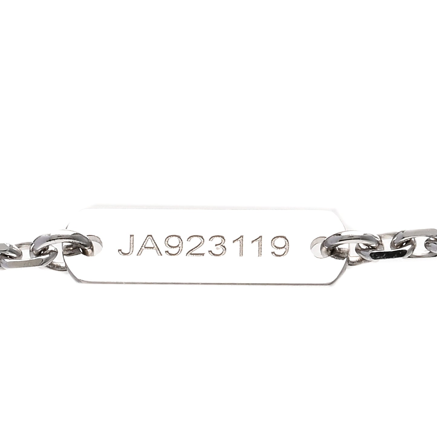 18K White Gold Diamond Guilloche Vintage Alhambra Pendant Necklace