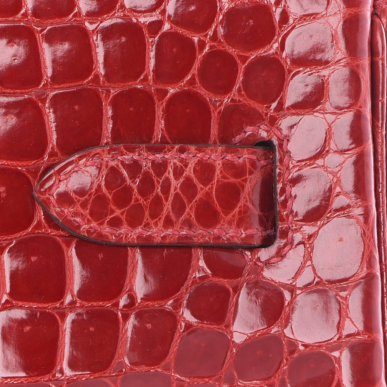 Hermes Shiny Porosus Crocodile Birkin 35 Rouge Vif 9 of 32