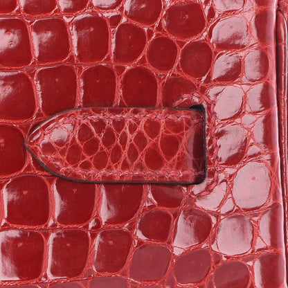 Hermes Shiny Porosus Crocodile Birkin 35 Rouge Vif 9 of 32