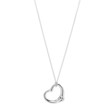 Tiffany Sterling Silver 27mm Elsa Peretti Open Heart Pendant Necklace 1 of 8