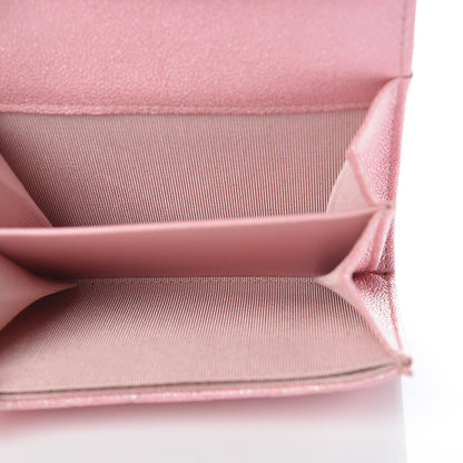 Chanel Iridescent Caviar Flap Quilted Card Holder Wallet Pink 5 of 10